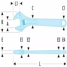 Facom Adjustable Spanner, 114 mm Overall, 13mm Jaw Capacity, Metal Handle, 113A.4C image 3