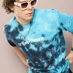 Kook N Keech Tie and Dye Printed Drop-Shoulder Sleeves Oversized Pure Cotton T-shirt-picture-53