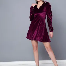 Golden Kite Velvet A-Line Midi Dress-picture-19
