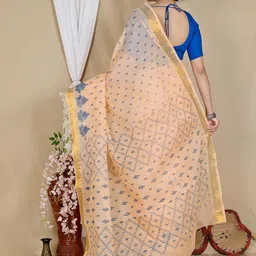 PuJoy Woven Design Pure Cotton Taant Saree image 3