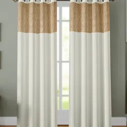 Aura Cream-Coloured & White Set of 2 Black Out Door Curtain-image-79