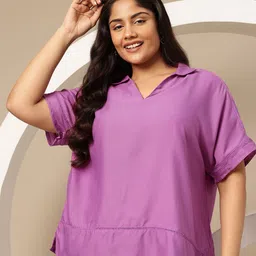 Sztori Plus-Size Extended Sleeves Top with Lace-Insert-picture-13