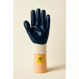 ROCKSAFE Safety Hand Gloves Nitron Knit Wrist Type Full Nitrile Coating Cotton Lining Blue Free Size (Pack of 24 Pairs) image 4