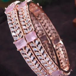 Anouk Set Of 2 Rose Gold-Plated American Diamond Studded Bangles image 2