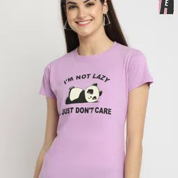 Tromko Women Pack of 2 Typography Printed Round Neck Cotton Regular Fit T-shirts-image-38