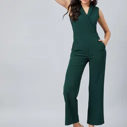 Athena Women Green Solid Basic Jumpsuit image 3