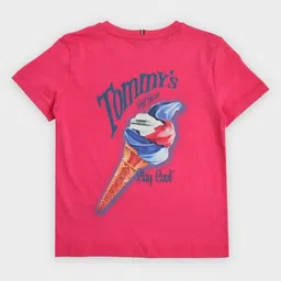 Tommy Hilfiger Girls Brand Logo Printed Cotton Short Sleeves T-shirt image 2