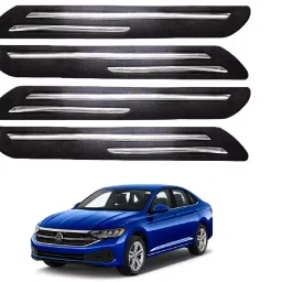 SCA Rubber Car Side Bumper Protector Guard with Double Chrome Strip for Volkswagen Jetta Type1 Model Black (Set of 4)-picture-37