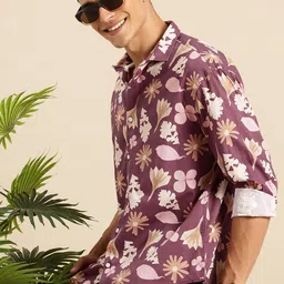 Mast & Harbour Pure Cotton Smart Relaxed Fit Floral Printed Casual Shirt-picture-24