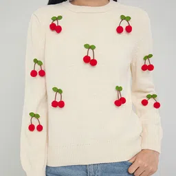 Trendyol Women Printed Round Neck Long Sleeves Pullover with Applique Detail-image-67