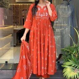 KALINI Women Ethnic Motifs Printed Panelled Kurta with Trousers & With Dupatta-picture-16