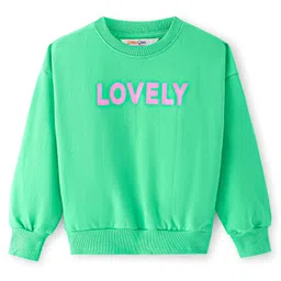 Primo Gino 100% Cotton French Terry Knit Full Sleeves Sweatshirt with Text Print - Green-picture-25