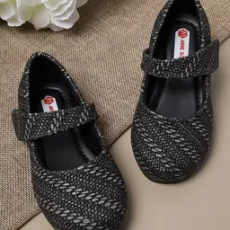 Mine Sole Abstract Designed Ethnic Velcro Closure Ballerinas - Black-picture-13