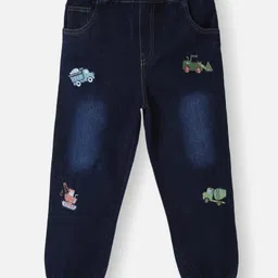 nautinati Nauti Nati Cotton Denim Vehicles Embroidered Mild Washed Jeans - Dark Blue-picture-16