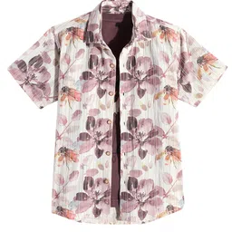 CAVIO Cotton Blend Half Sleeves Floral Printed Shirt & Tee Set - Magenta-picture-21