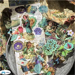 FunBlast Retro Flowers Decorative Kawaii Sticker Set - 12 Sheets Random Design image 2