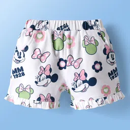 babyoye Disney Terry Knit Knee Length Shorts with Minnie Mouse Print Pack of 2 - Pink & White image 3