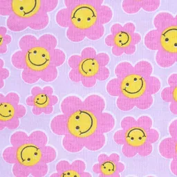 Kiddopanti Cotton Knit Floral Printed Pajama - Lilac image 4