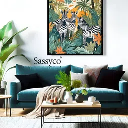 Sassyco Green & White 1 Piece Canvas Birds and Animals Wall Paintings-image-14