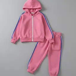 YK Girls Hooded Long Sleeve Sweatshirt & Joggers Clothing Set-image-33