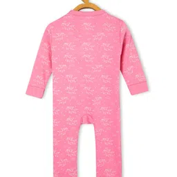 The Mom Store Cotton Knit Pack Of 2 Cotton Full Sleeves Unicorn & Rainbow Printed Sleepsuits - Pink & White image 5