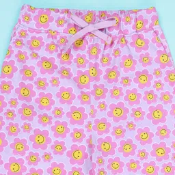 Kiddopanti Cotton Knit Floral Printed Pajama - Lilac image 5