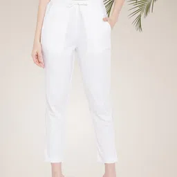 WineRed Womens white Trousers-image-53