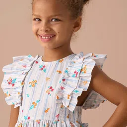 Angel & Rocket Floral Print Flutter Sleeve Fit & Flare Midi Dress image 3