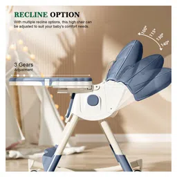 Baybee Liora 4 in 1 High Chair for Baby with Recliner & Convertible Rocking Chair | Kids Toddler Feeding Booster Seat with Tray, Wheels & Safety Belt | Baby Feeding Chairs (Blue) image 5