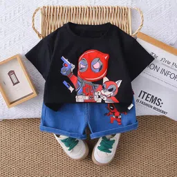 TrendyKid Boys Printed T-shirt with Shorts-picture-53