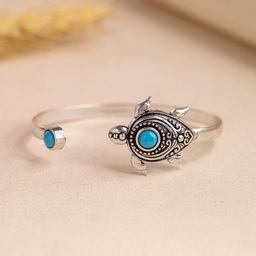 Voylla Women Brass Oxidised Silver-Plated Wraparound Bracelet-picture-14