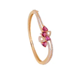 Saraf RS Jewellery Gold-Plated & Magenta Handcrafted Bangle-Style Bracelet image 2