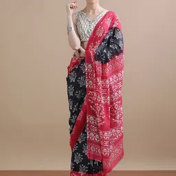 Jaipur Kurti Floral Printed Pure Cotton Saree-image-67