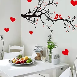 INDIAN ROYALS Black & Red Heart Leaf Printed Self-Adhesive & Durable Wall Sticker-image-84