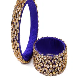 saumakshi designs Saumakshi Set of 2 Navy Blue Silk Thread Kada image 3