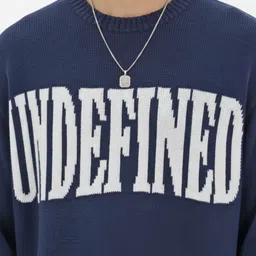 glitchez Men Typography Self Design Round Neck Drop Shoulder Sleeves Oversized Pullover image 4