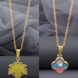 Birado Jewellery Set Of 2 Stainless Steel Gold-Plated Artificial Beaded Enamelled Necklace-image-54