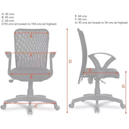 roarwood VISION SEATING Mesh Back Office Chairs Fabric Mesh Black,Grey, Utype Grey image 4