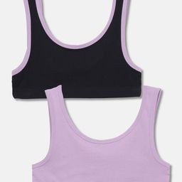 Mackly Pack Of 2  Solid Training Bras - Black & Lavender-picture-6