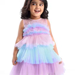Babyhug Woven Sleeveless Tierred Party Dress  - Multicolour-image-95