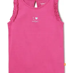 Milou Cotton Frill Sleeves Text Printed Top - Pink-image-51