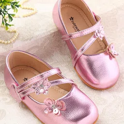 Cute Walk by Babyhug Velcro Closure Ballerina with Floral Applique - Pink-picture-16