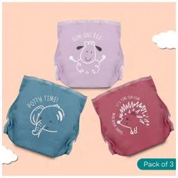 A Toddler Thing Dry Feel Ultra Nappies 2.0 | 100% Cotton & Reusable | Double Gussets for Leak Protection | Trio On A Roll 6-12m | Pack of 3-picture-28