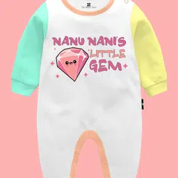 The Peppy Tend 100% Cotton Family Theme Full Sleeves Nanu Nanis Little Gem Text Printed Romper - Multi Colour-picture-25