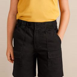arias by lara dutta Arias Cotton Twill Elastane Woven Knee Length Solid Shorts With Cargo Pockets - Black-picture-29