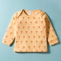 Tango Interlock Knit Full Sleeves Co-ords Night Suit With Balloon Print - Yellow image 2