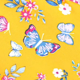 Babyhug Cotton Lycra Knit Full Length Leggings with Butterfly Print - Yellow image 3