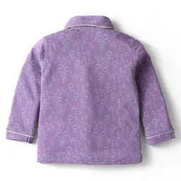 CUCUMBER Sinker Knit Full Sleeves Co-Ord Night Suit with With Octopus Print - Purple image 3