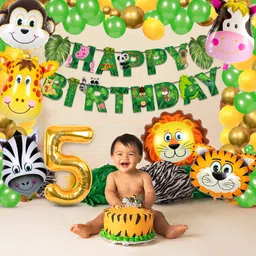 Zyozi Jungle Safari Birthday Decorations Item Multicolor - Pack of 84 image 4