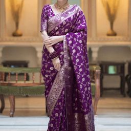 DIVASTRI Woven Design Zari Pure Silk Designer Banarasi Saree-picture-22
